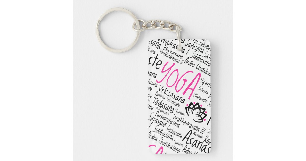 Namaste Yoga Positions Asana Poses Sanskrit Names Keychain | Zazzle