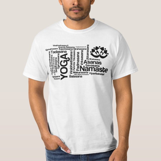 Namaste Yoga Positions Asana Poses Sanskrit Names T-Shirt (Front)