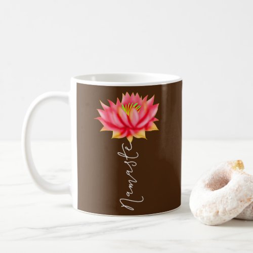 Namaste Yoga Saying Lotus Flower Pink Boho Zen Coffee Mug