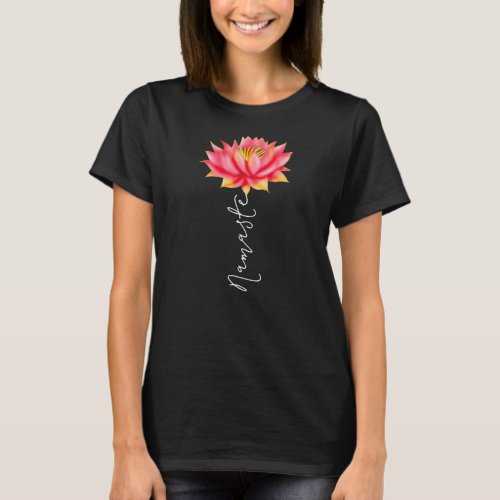 Namaste Yoga Saying Lotus Flower Pink Boho Zen T_Shirt