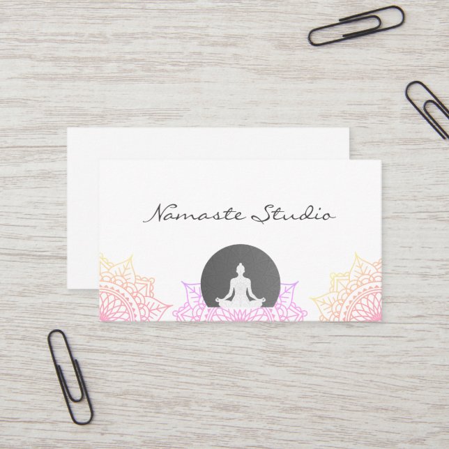 Namaste Yoga Seated Pose Business Card (Front/Back In Situ)