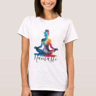 Namaste Yoga Silhouette Colorful Meditation T-Shirt