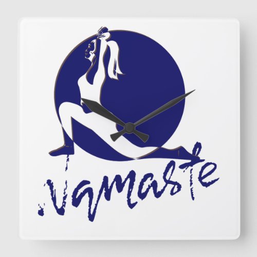 Namaste yoga square wall clock