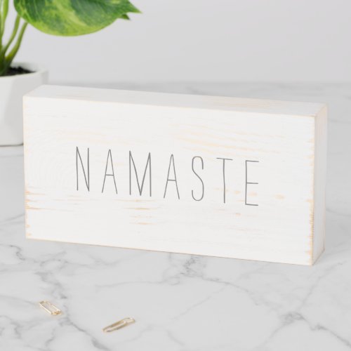 Namaste Yoga Studio Gray and White Wooden Box Sign