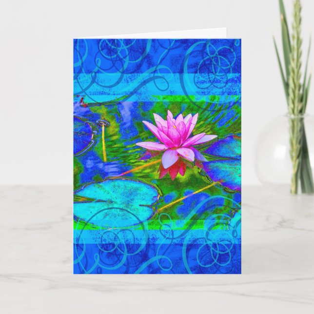 Namaste Yoga Thank You Elegant Lotus Blossom Card (Front)