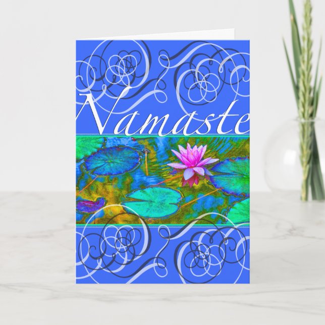 Namaste Yoga Thank You Elegant Lotus Blossom Card (Front)