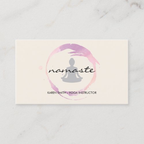 Namaste Yoga Tribal Pattern with lotus position Business Card