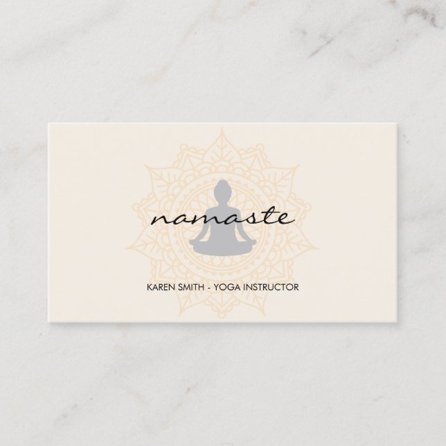 Namaste Yoga Tribal Pattern with lotus position Business Card (Front)
