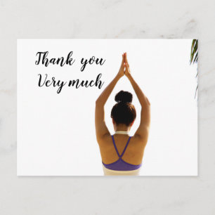 Namaste Yoga woman raise hand Thank you Postcard