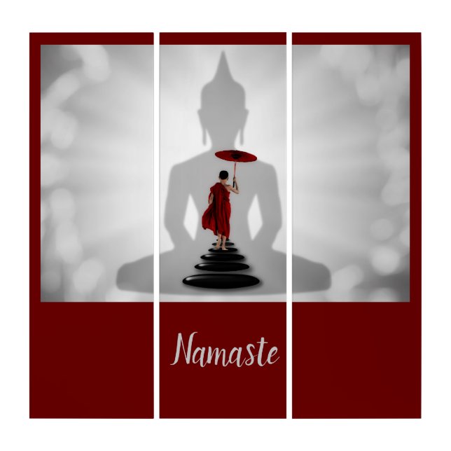 Namaste Zen Buddha Monk Yoga Balance Spiritual Triptych (Front)