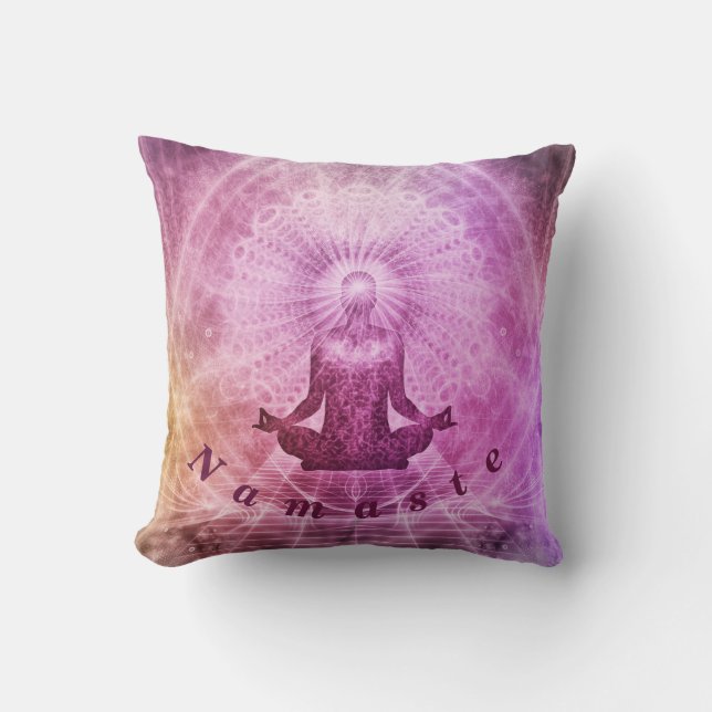 Namaste Zen Peace Throw Pillow (Front)