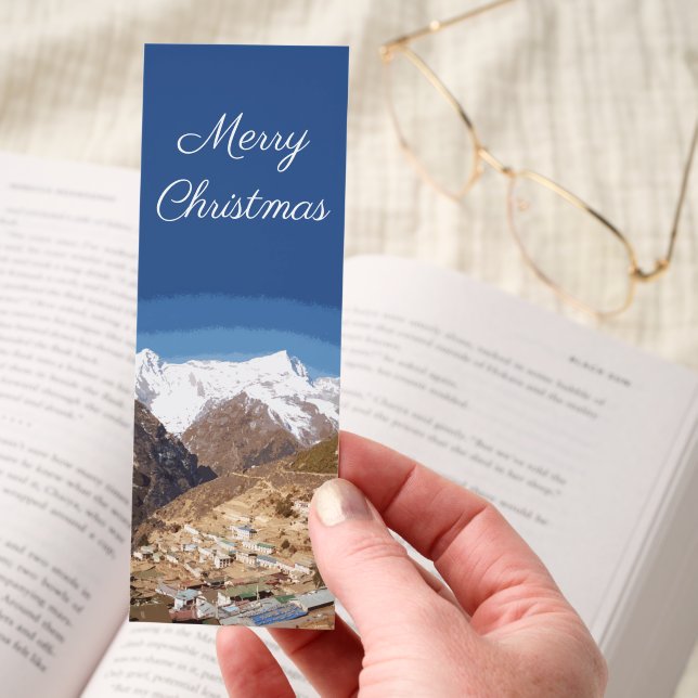 Namche Bazaar and mountain view, Nepal Christmas Bookmarks (Hand)