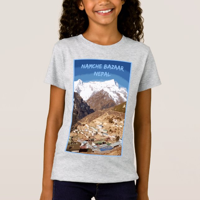 Namche Bazaar and mountain view, Nepal T-Shirt (Front)