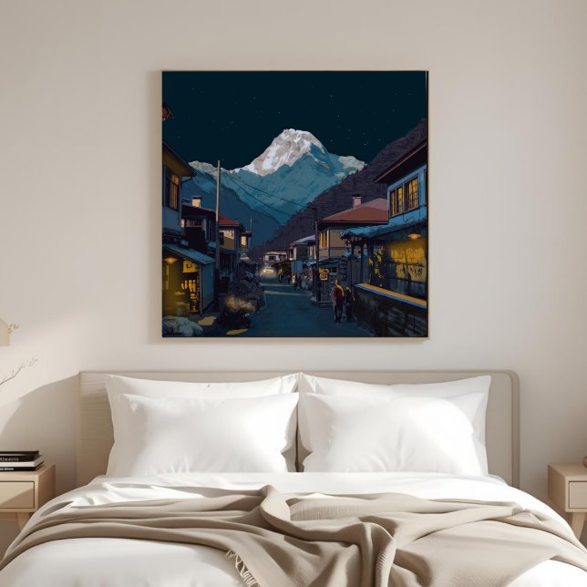 Namche Bazaar Everest Night View Artwork Canvas Print (Creator Uploaded)