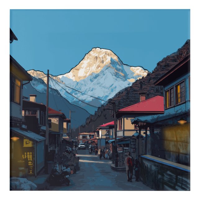 Namche Bazaar Everest Sunrise Acrylic Art (Front)