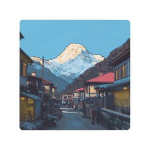 Namche Bazaar Everest Sunrise Metal Print