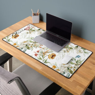 Name, 1600s Dutch Still Life Art Floral Pattern Desk Mat