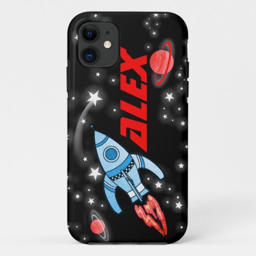 Name 4 letter rocket space black iphone case