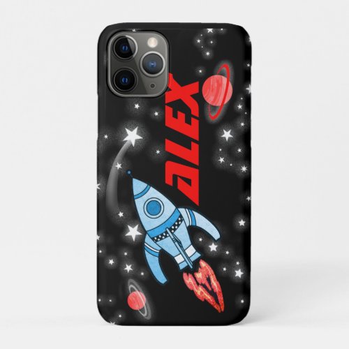 Name 4 letter rocket space black iphone case