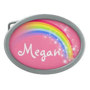 Name 5 letters rainbow purple oval belt buckle