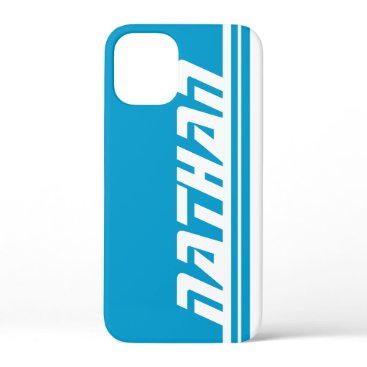 Name 6 letter blue and white stripe sports  iPhone 12 mini case