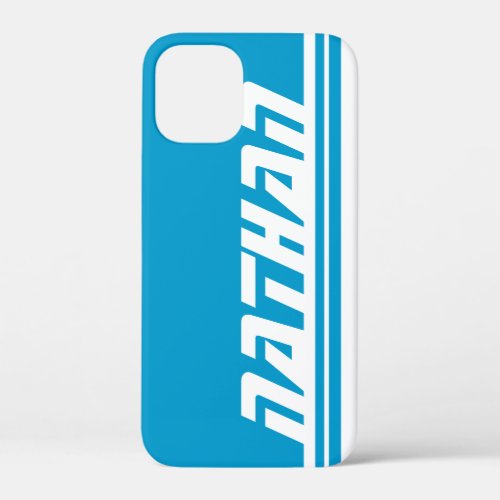 Name 6 letter blue and white stripe sports  iPhone 12 mini case