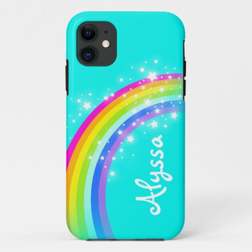 Name 6 letter rainbow aqua iphone case