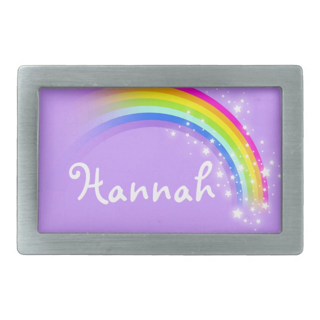 Name 6 letter rainbow pale purple oval belt buckle (Front)