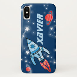 Name 6 letter rocket space blue iphone case
