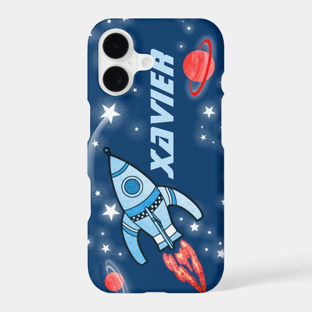 Name 6 letter rocket space blue iphone case (Back)