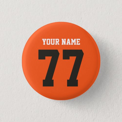 Name 77 Sports Jersey Number Black and Orange Button