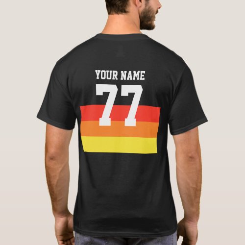 Name 77 Sports Jersey Number Black Yellow Red T_Shirt