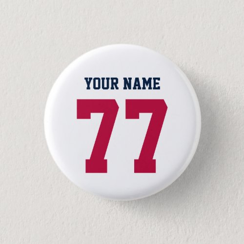 Name 77 Sports Team Jersey Number Blue Red Button