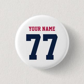 Name 77 Sports Team Jersey Number Blue Red Button