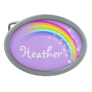 Name 7 letter rainbow pale purple oval belt buckle