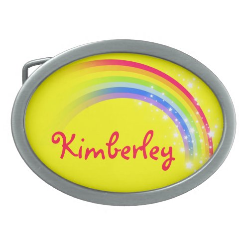 Name 9 letters rainbow yellow oval belt buckle