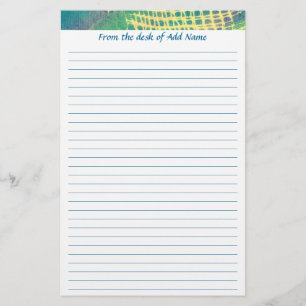 Name Abstract Blue Green Purple Lined Stationery