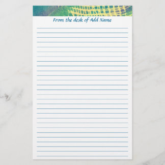 Name Abstract Blue Green Purple Lined Stationery