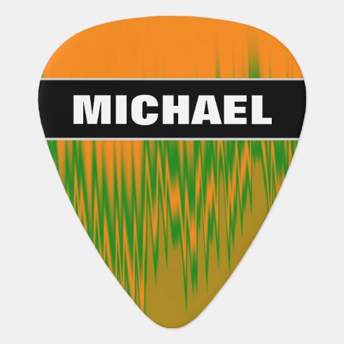 Name  Abstract Orange Green Brown Wave Pattern Guitar Pick