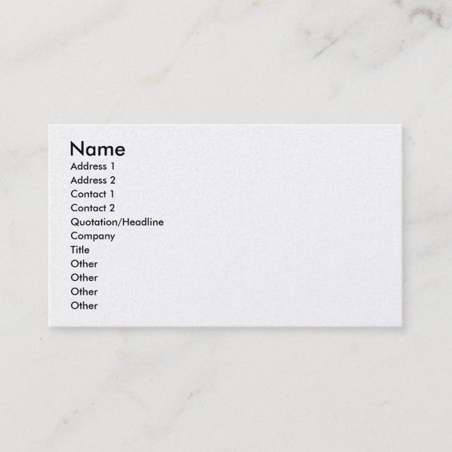 Name, Address 1, Address 2, Contact 1, Contact ... Business Card (Front)