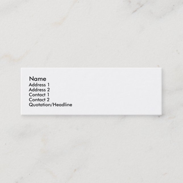 Name, Address 1, Address 2, Contact 1, Contact ... Mini Business Card (Front)