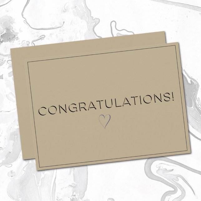 Name, Address || Khaki Brown Congratulations Flat Note Card (Creator Uploaded)