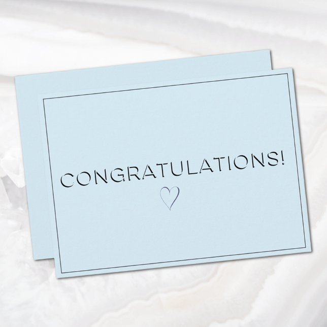 Name, Address || Pale Blue Congratulations Flat Note Card (Creator Uploaded)