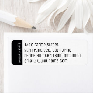 Name, address, phone number & email information label