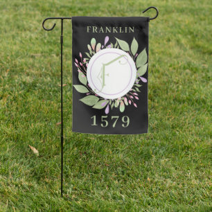 Name Address, w/ Large Monogram F Garden Flag