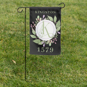 Name Address, w/ Large Monogram K, Garden Flag