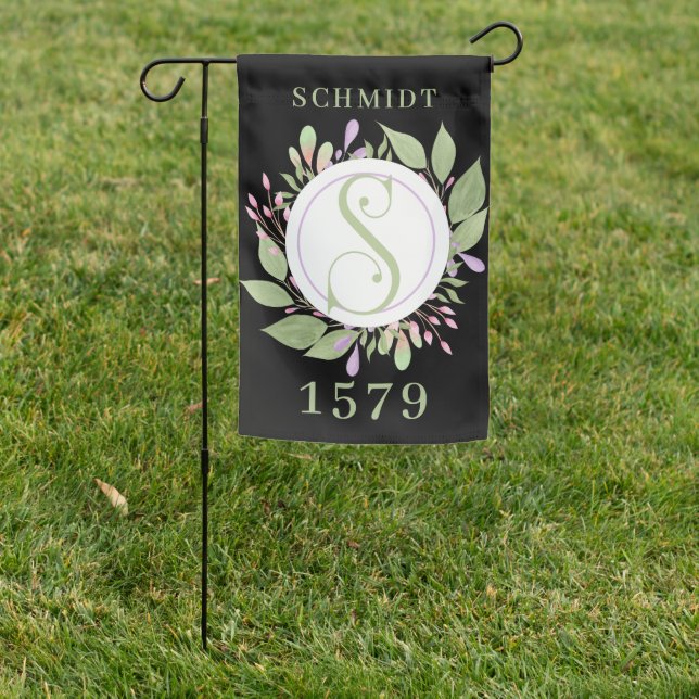 Name  Address, w/ Large Monogram S Garden Flag (In SItu)