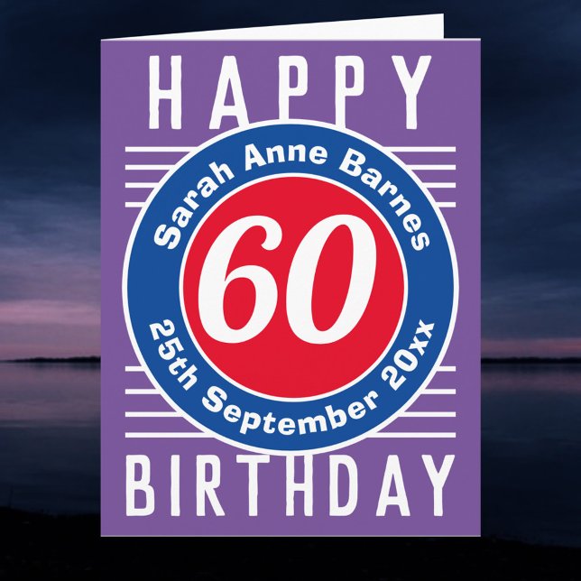 Name, Age & Date on a 60th Birthday Card (Creator Uploaded)