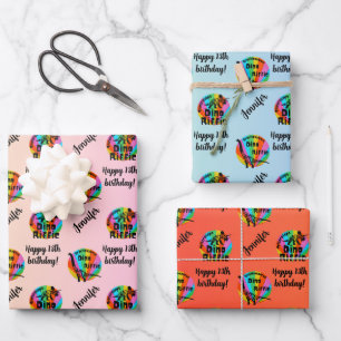 Name Age Dinosaur Triceratops Birthday Wrapping Paper Sheets