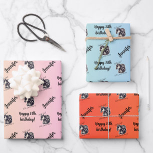 Name Age Just a Girl Who Loves Horses Wrapping Paper Sheets